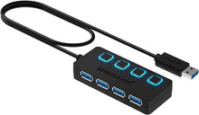 Charger l&#39;image dans la galerie, Sabrent 4-Port USB 3.0 Hub avec des commutateurs et des voyants d&#39;alimentation individuels (HB-UM43)