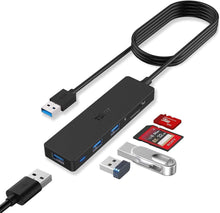 Charger l&#39;image dans la galerie, TSUPY Hub USB 3.0 (1,2 M) avec 3 Ports USB 3.0 / Lecteur de Carte SD/TF 5 Gbps pour Ultrabook Tablette PC Portable Compatible Windows XP Vista 7 8 10