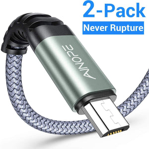 Câble Micro USB AINOPE [Lot de 2, 2M] Câble Chargeur Micro USB Samsung Nylon Câble Samsung s7, Câble de Charge Rapide pour Samsung S7 / S6 / J7 / Note 5, Huawei, Wiko, Nexus, Motorola.