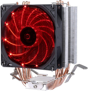 Ventilateur de processeur - upHere CPU Cooler -  92mm - 4 tubes Thermiques - ultra silencieux - Intel - AMD - rouge