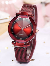 Charger l&#39;image dans la galerie, Femme Montres a Quartz Simple Mode Noir Bleu Rouge Acier Inoxydable Chinois Quartz Rouge Violet Or rose Etanche Design nouveau Imitation de diamant 30 m 1 pièce Analogique Un ans Autonomie de la