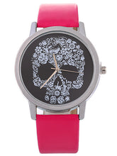 Charger l&#39;image dans la galerie, Femme Montres a Quartz Simple Crâne Noir Rose Cuir PU Chinois Quartz Noir Rose Claire Montre Décontractée Crâne 1 pièce Analogique Un ans Autonomie de la batterie